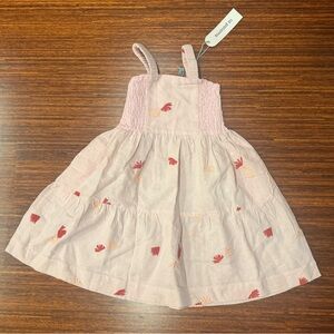 Boutique Brand La Paloma NWT woven cotton dress with embroidery pink size 2/3